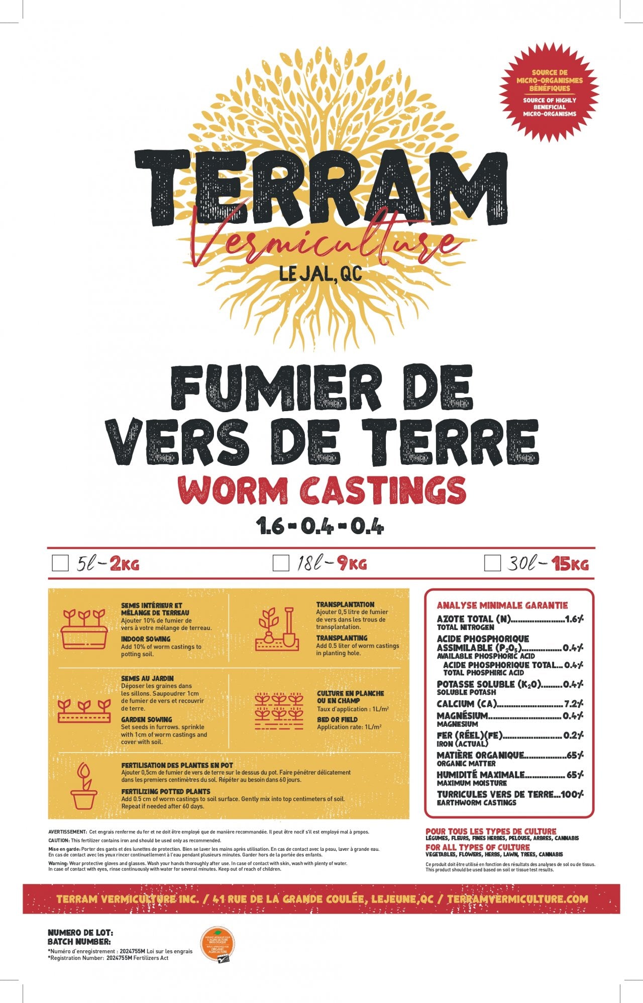 Terram Worm Castings (1.6-0.4-0.4)