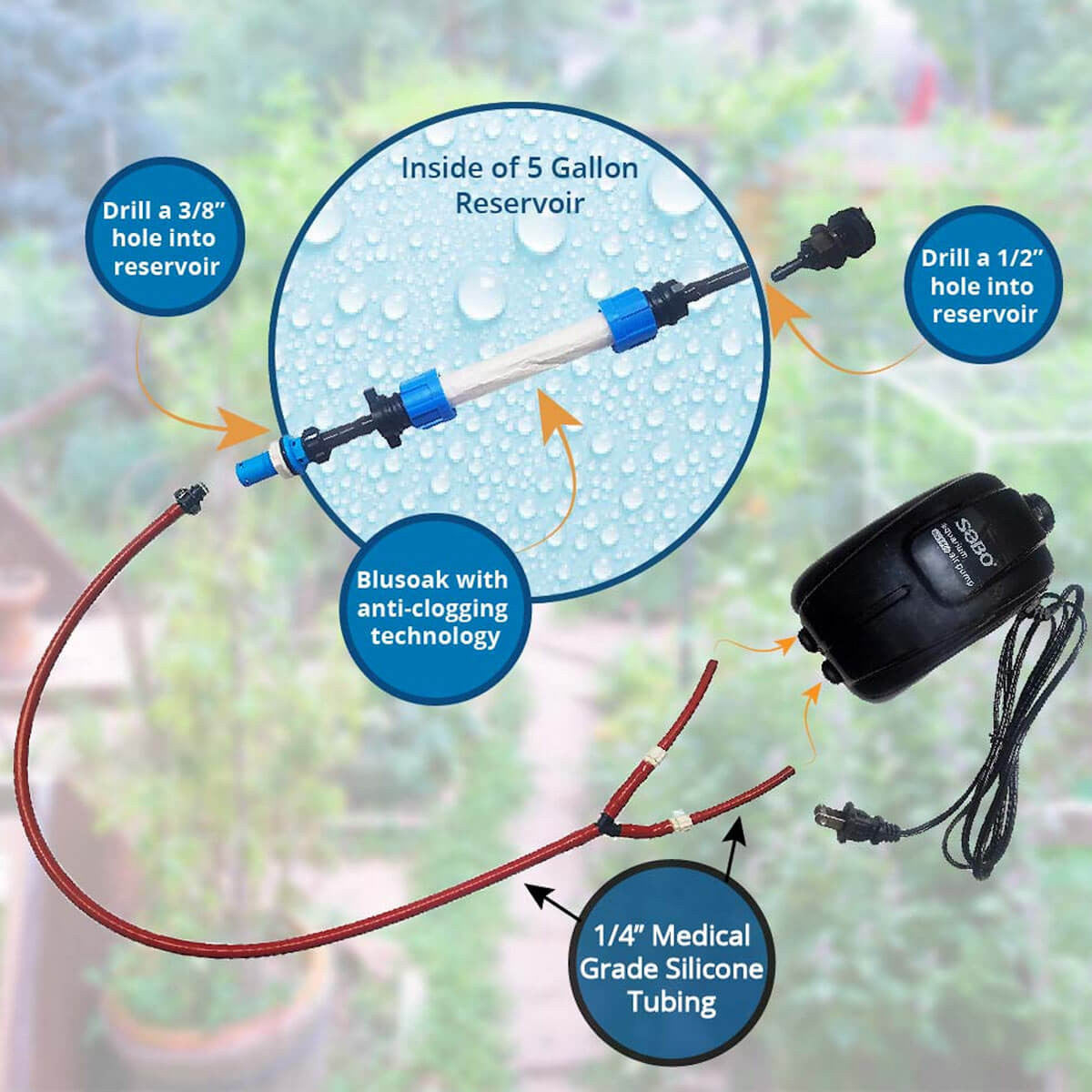 BluSoak Bubbler Compost Tea Kit (No Reservoir)