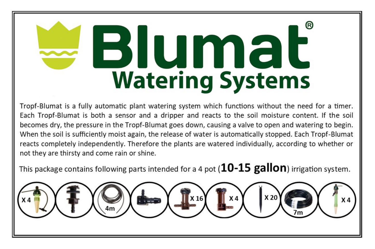 Blumat 套件(适用于 4 株植物)