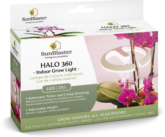 SunBlaster Halo 360 LED Plant Light, w/ USB Adaptor and Timer (Special Order)
