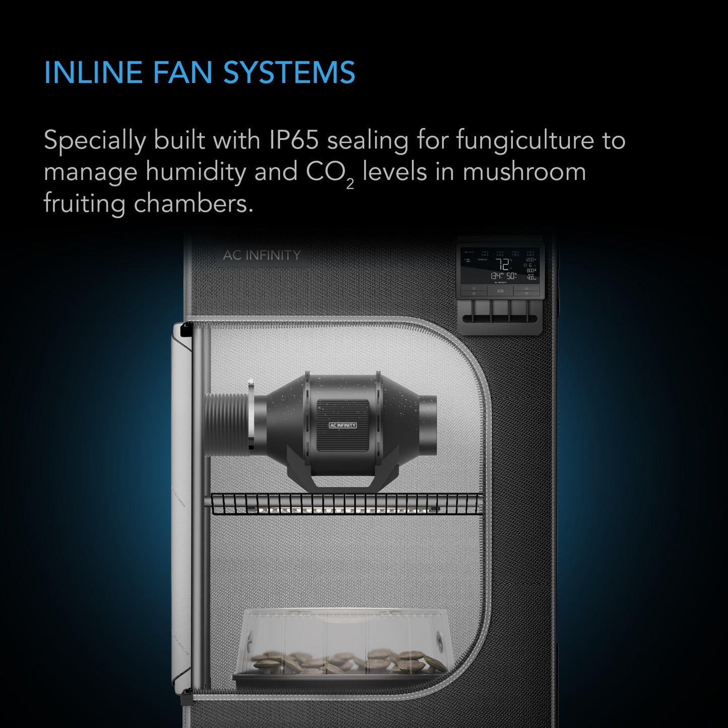 AC Infinity Cloudline H4, Inline Fan 4" (w/ Speed Controller for Fungiculture)