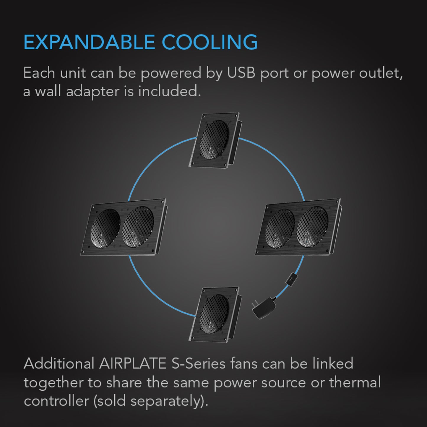 AC Infinity AIRPLATE S-Series, Home Theater & AV Quiet Cabinet Cooling Fan System