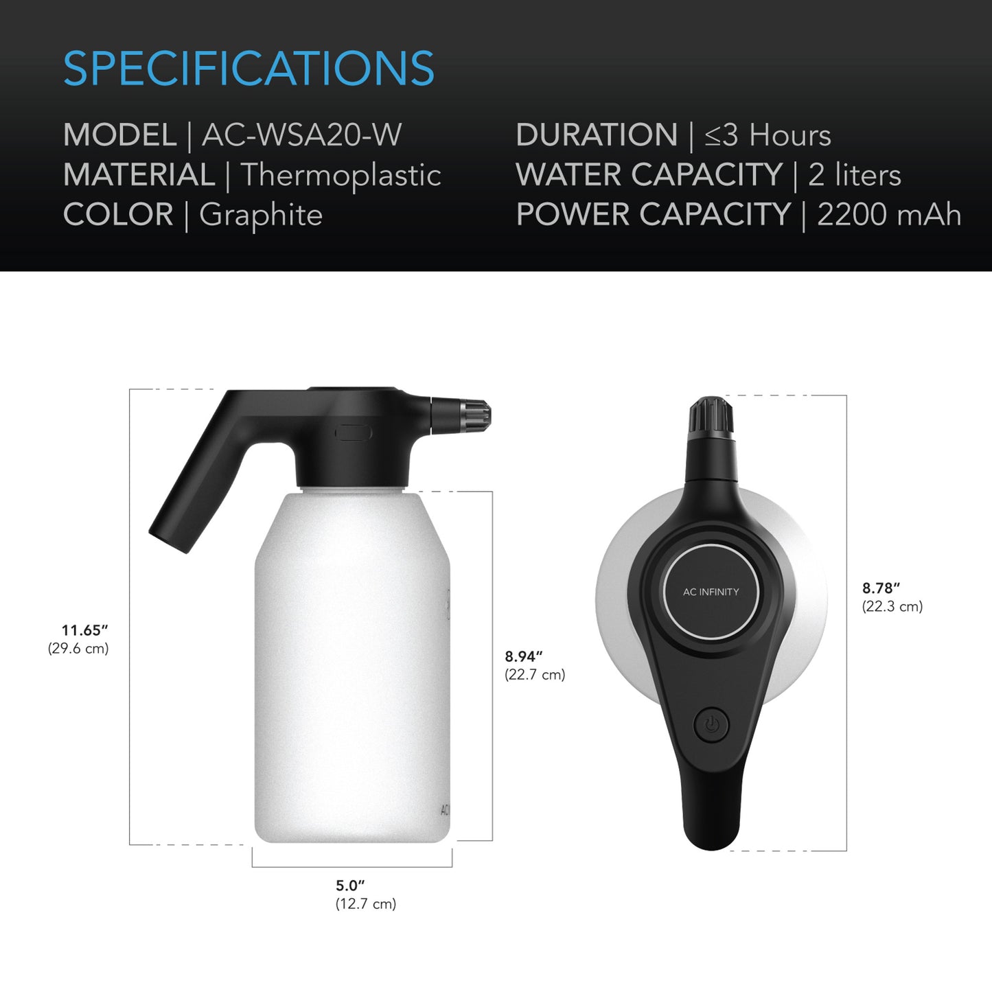 AC Infinity 自动水雾喷雾器(2L 电动喷雾器)