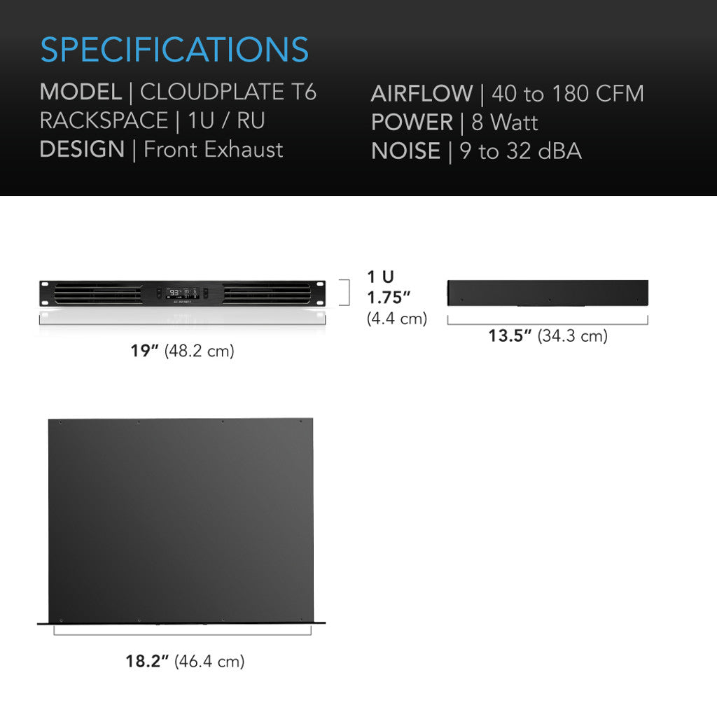 AC Infinity CLOUDPLATE, Quiet Rack Cooling Fan System, In take & Exhaust