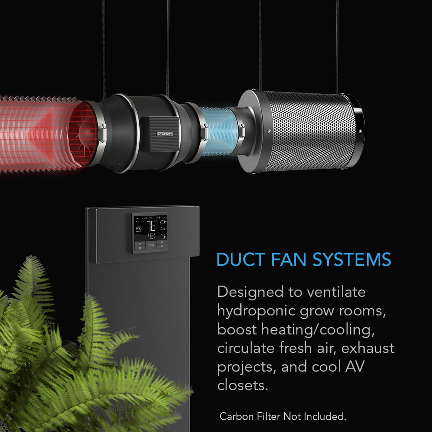 AC Infinity Cloudline (T-Series) Quiet Inline Duct Fans (w/ Temp & Humidity Controller)