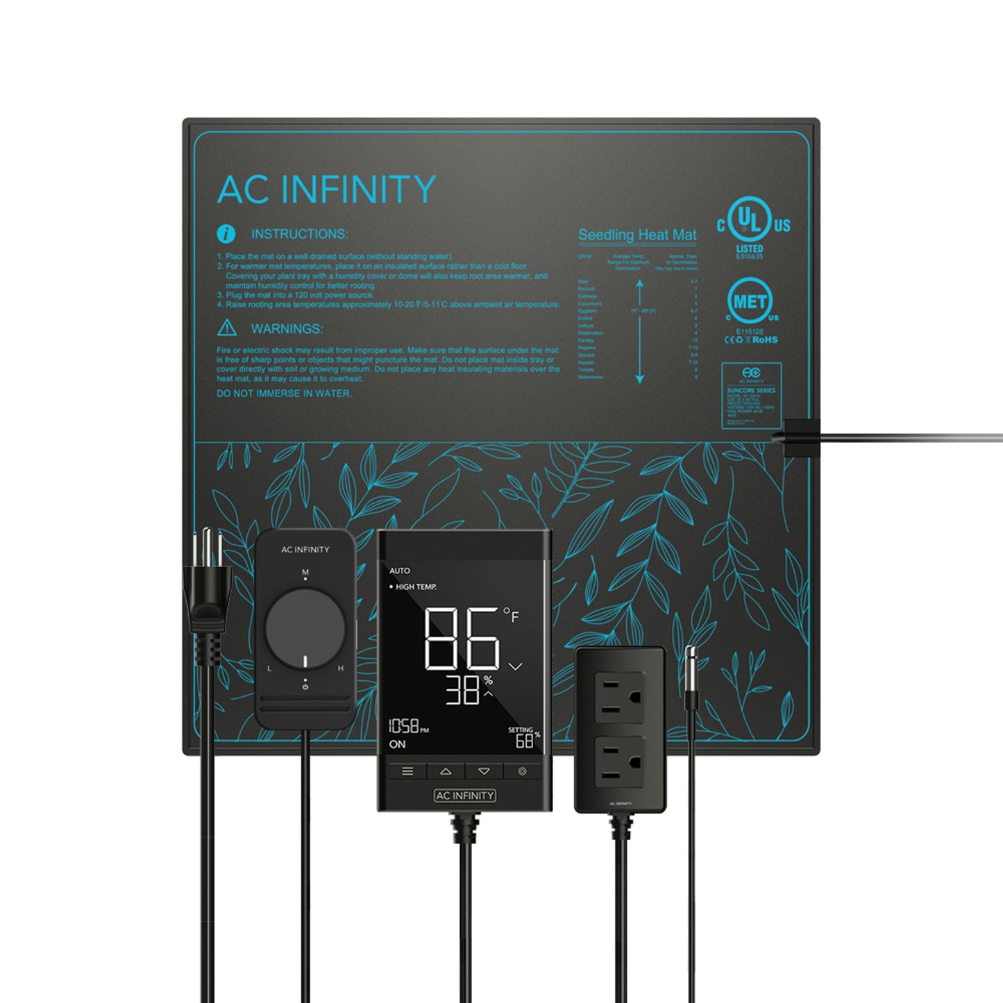 AC Infinity SUNCORE Seedling Heat Mats (w/ Controller) (T Series)