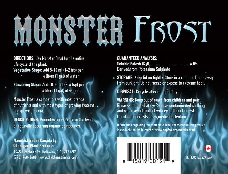 Diablo Nutrients Diablo Monster Frost Back Label