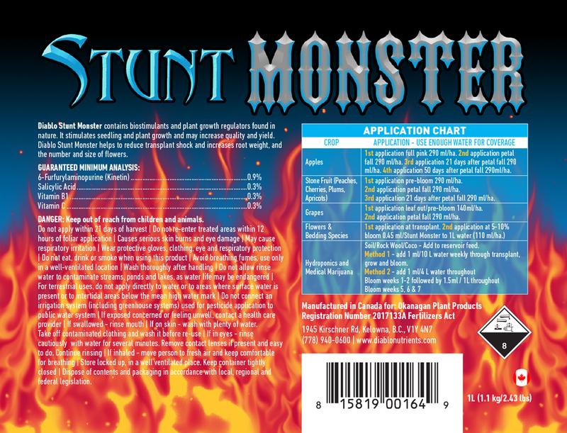 Diablo Nutrients Diablo Stunt Monster Back Label