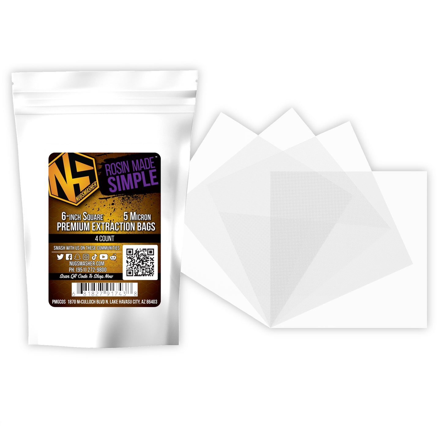 NugSmasher 高级精细过滤网方形(6 英寸)(4 件装)