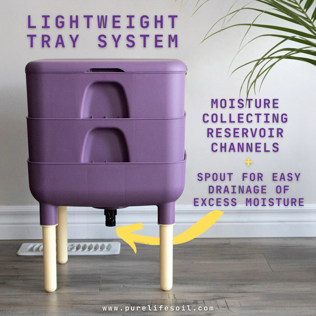 Worm Composting Tower - Plum Color & Live Worms