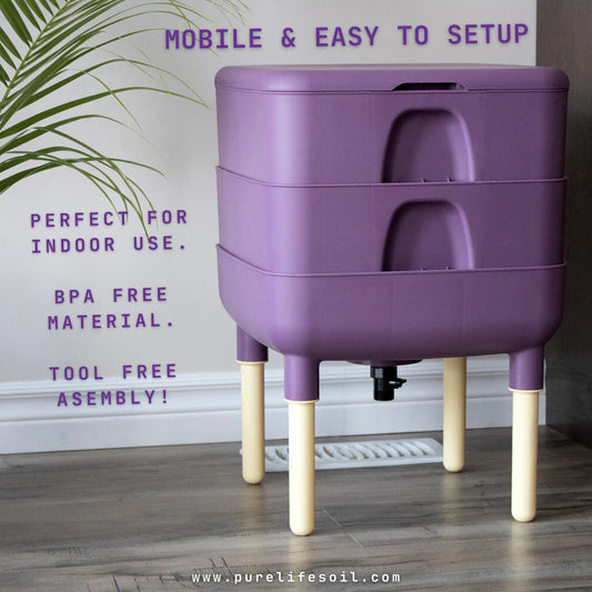 Worm Composting Tower - Plum Color & Live Worms