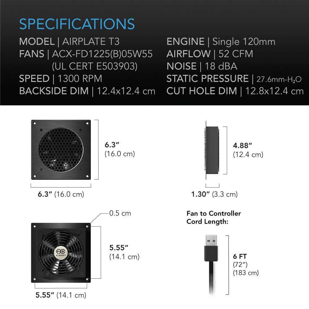 ACI AIRPLATE T-Series, Home Theater & AV Quiet Cabinet Cooling Fan System