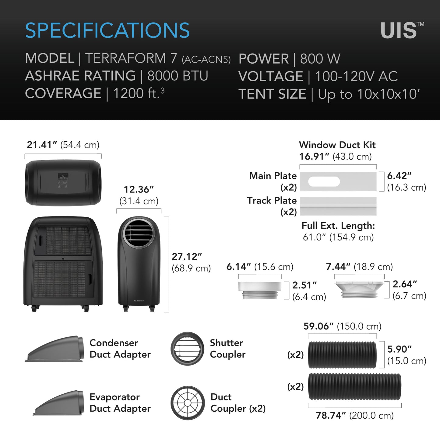 AC Infinity Terraform 7 Multi-Functional Air conditioner, Heater, Dehumidifier & Circulator.