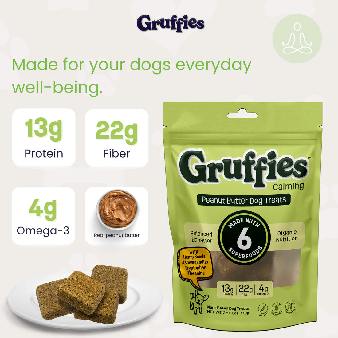 Gruffies Peanut Butter Treats (6 Oz Bag)