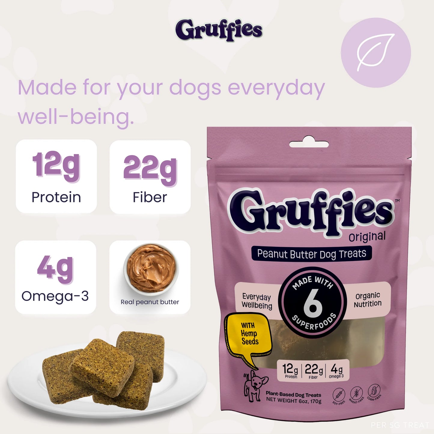 Gruffies Peanut Butter Treats (6 Oz Bag)