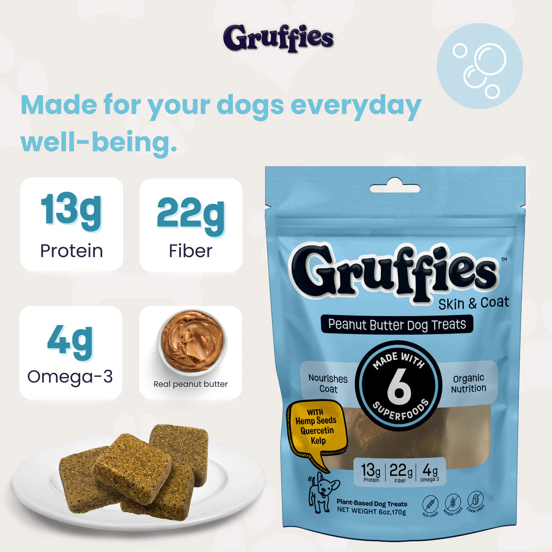 Gruffies Peanut Butter Treats (6 Oz Bag)