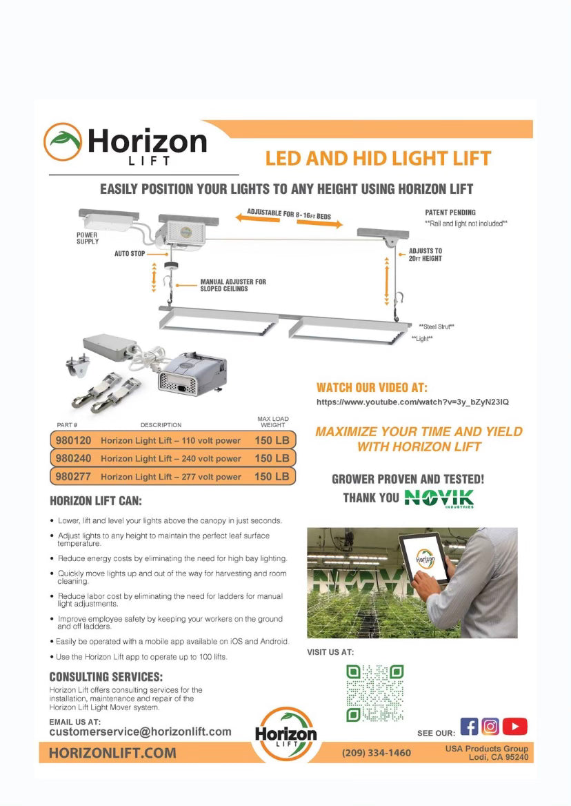 Horizo​​n Light 型号 120 LED 和 HID 灯升降机 120V（特别订单）