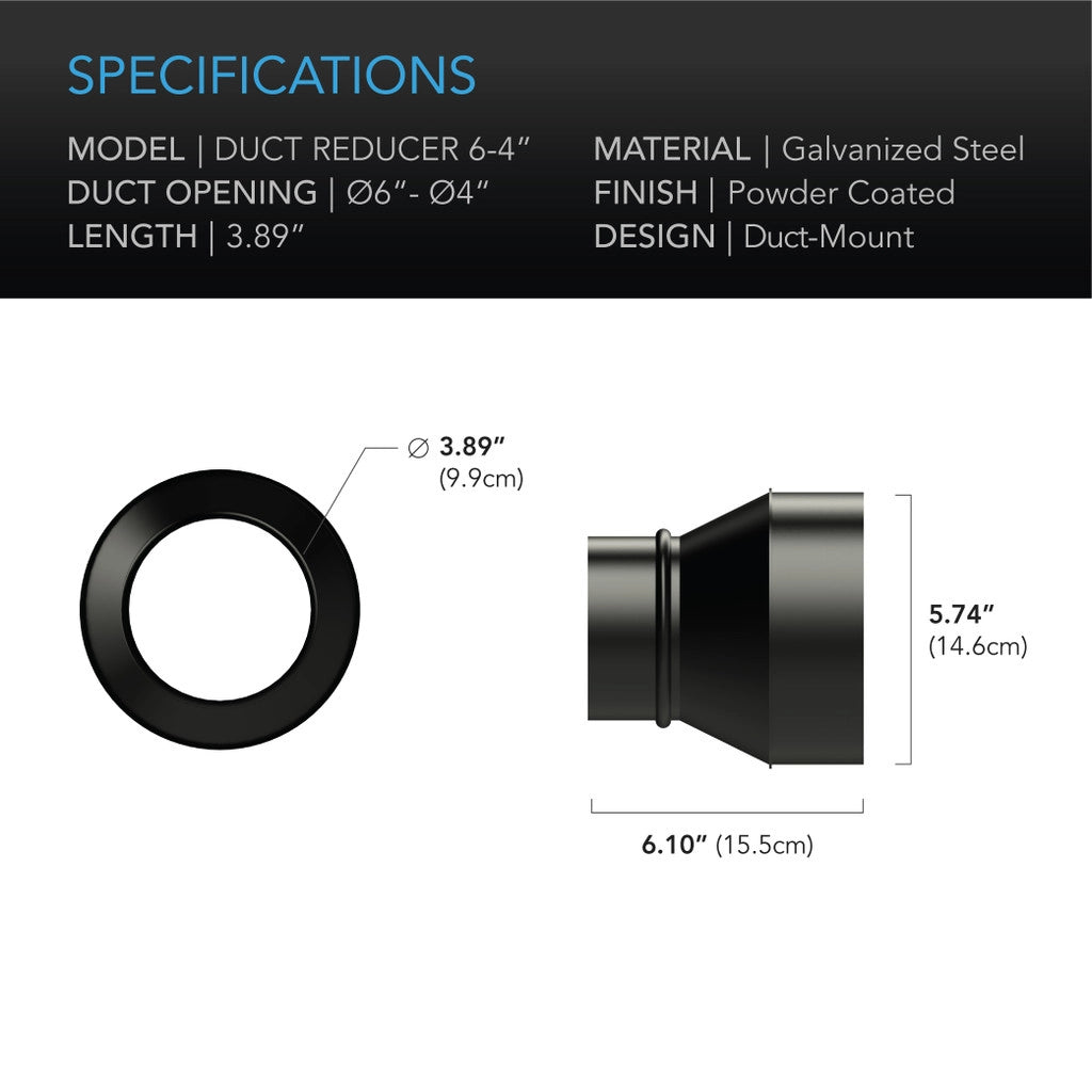 Cône adaptateur de réducteur de conduit AC Infinity (acier galvanisé)