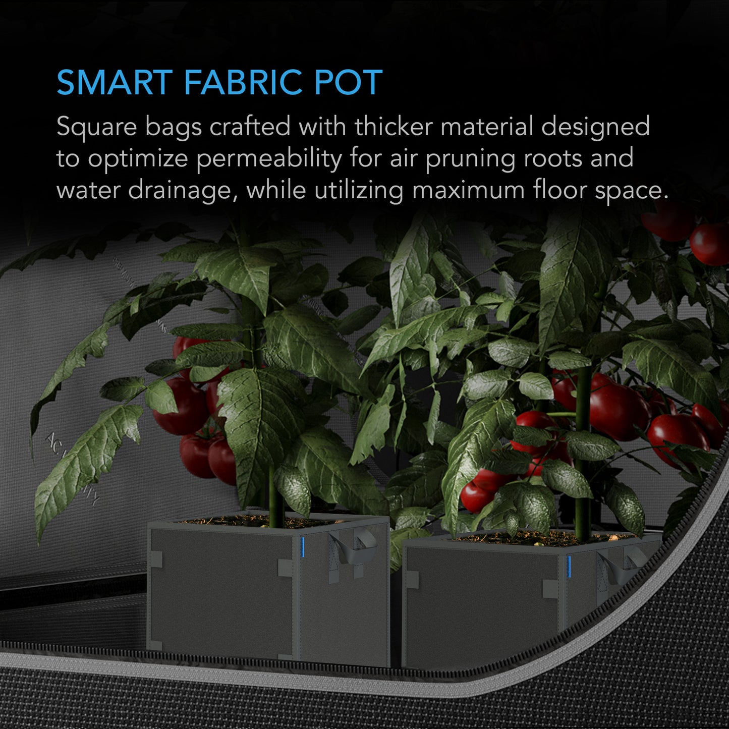 AC Infinity Heavy Duty Fabric Pots (Square w/ Handles)