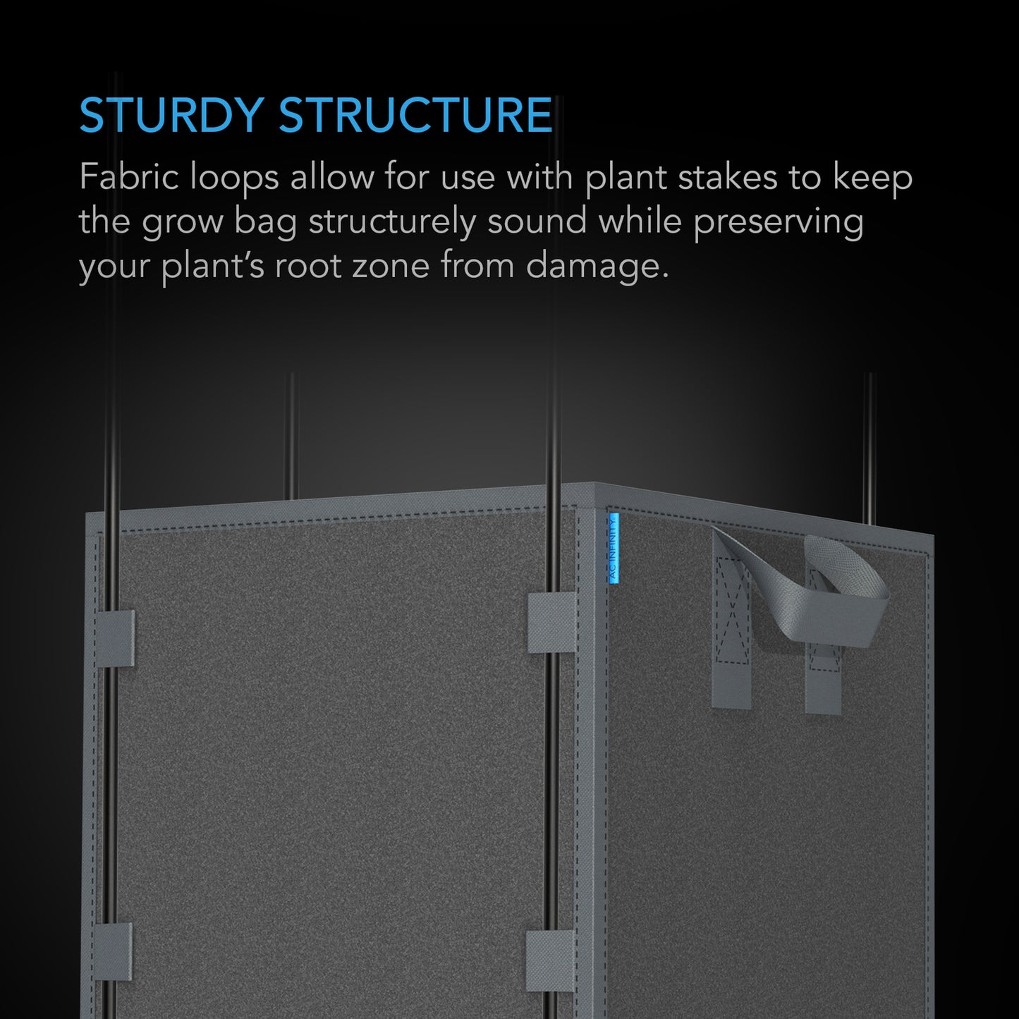 AC Infinity Heavy Duty Fabric Pots (Square w/ Handles)