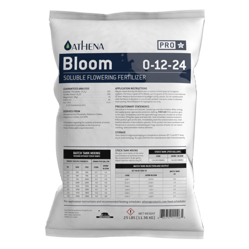 Athena Nutrients Pro Soluble Base Fertilizer  Bloom 25 Pounds