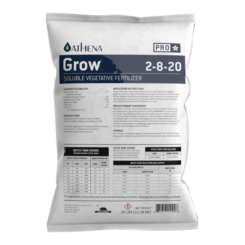 Athena Nutrients Pro Soluble Base Fertilizer Grow 25 Pounds