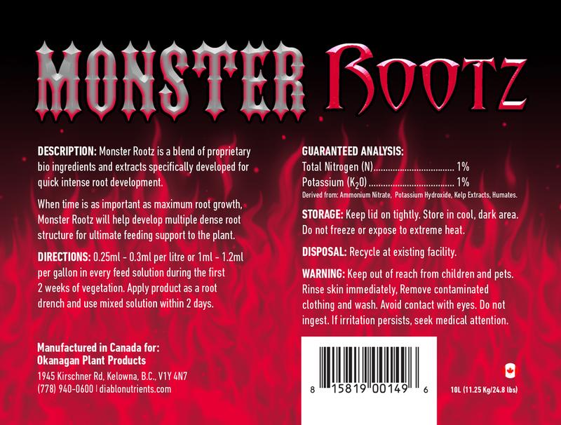 Diablo Nutrients Diablo Monster Rootz Back Label
