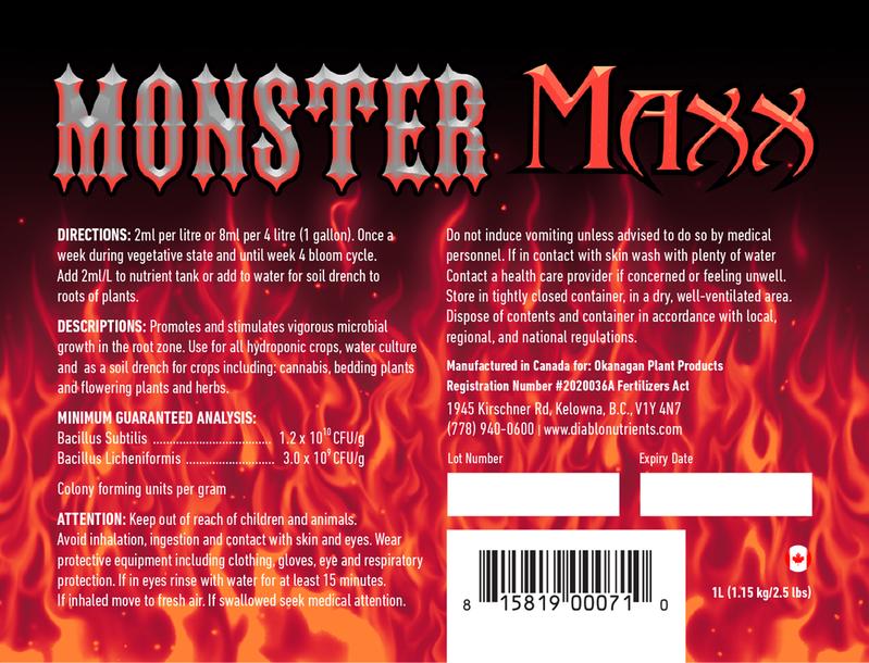 Diablo Nutrients Diablo Monster Maxx Back Label