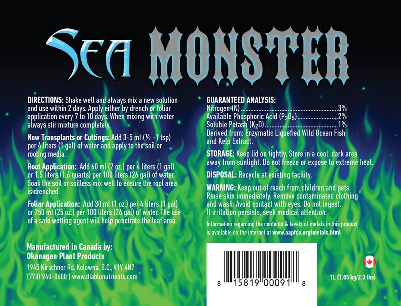 Diablo Nutrients Diablo Sea Monster Back Label