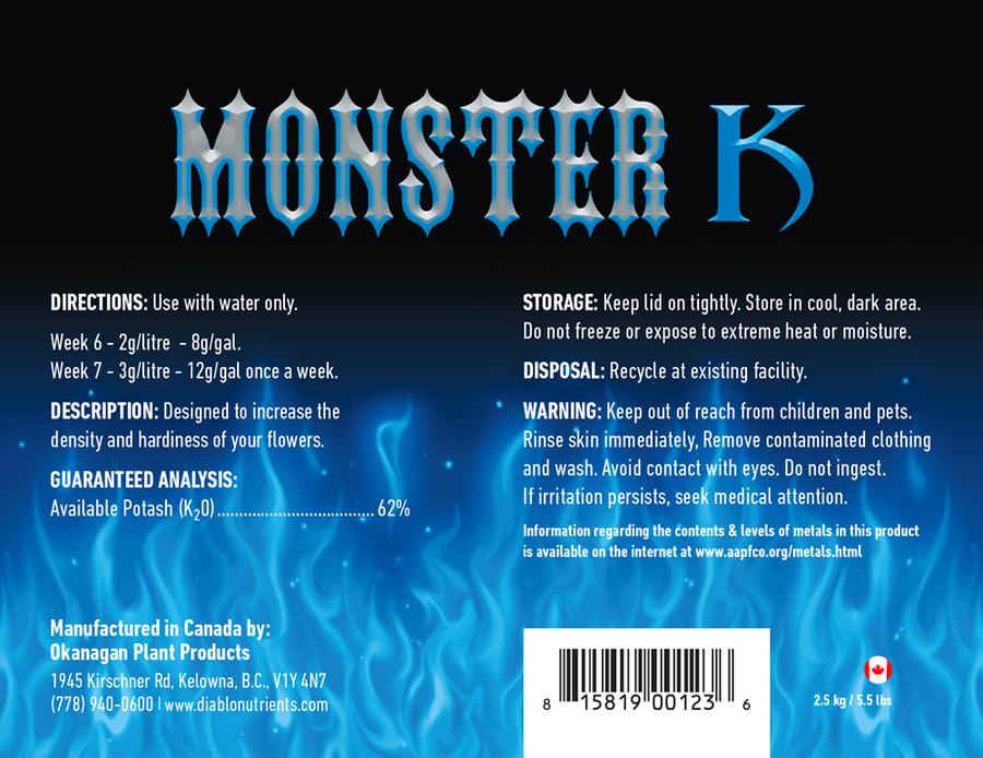 Diablo Nutrients Monster K Back Label