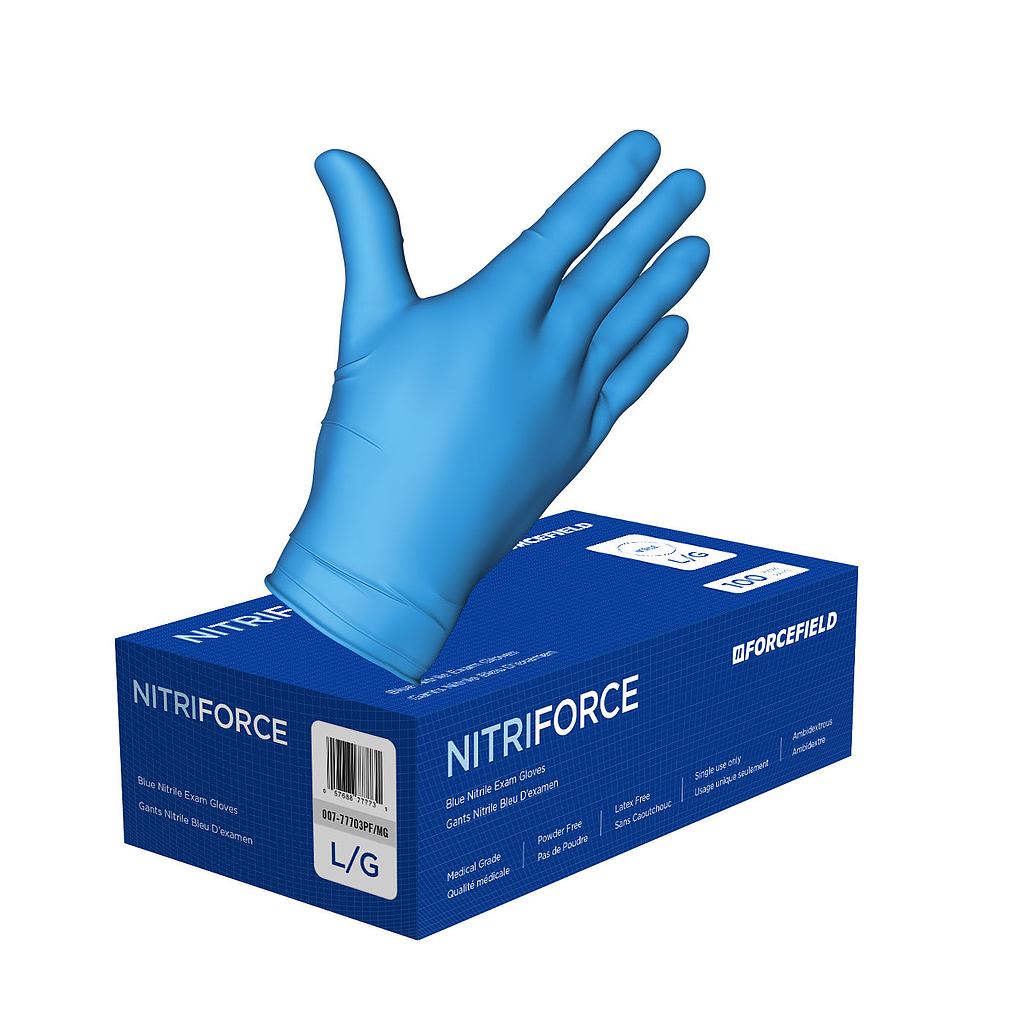 Gants d'examen NitriForce (grands) (bleus) (paquet de 100)