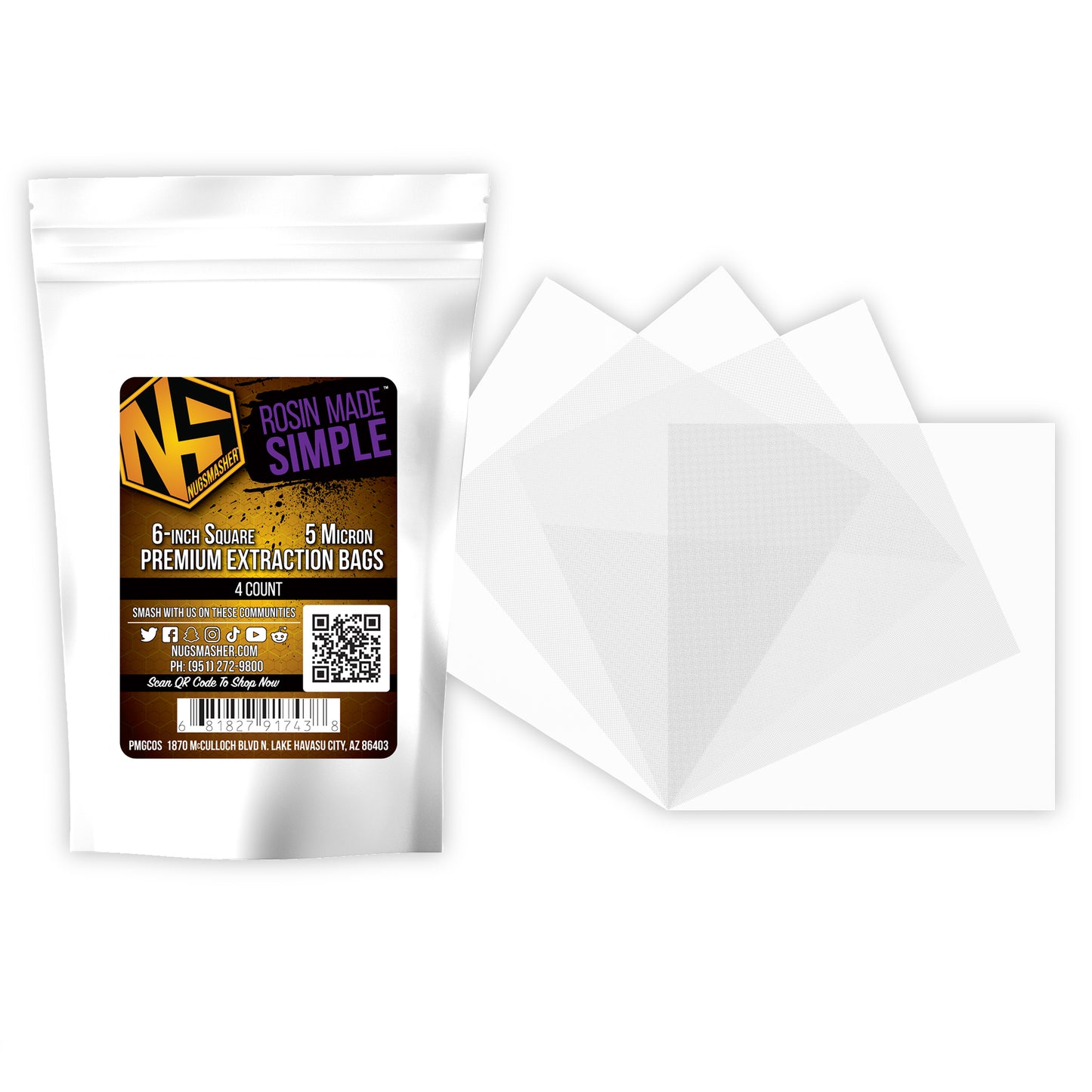 NugSmasher Premium Fine Filter Mesh Squares (6 Inch) (4 Pack)