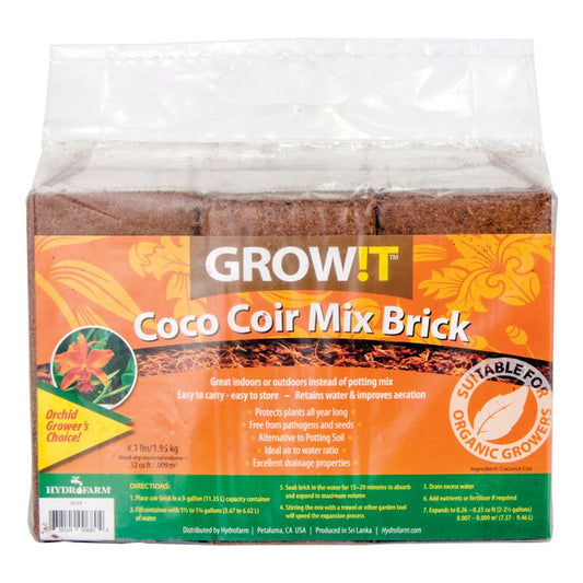 PLANT!T Grow!t Coco Coir Mix Brick 1.9Kg - Growing Media