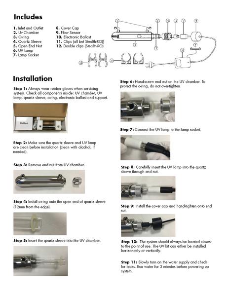 Stealth-RO™ or micRO-75™ UV Sterilizer Kit